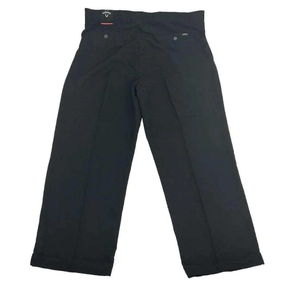 Callaway Golf Sport Pants Men 42X30 Black Pleated Cuffed Comfort Performance NEW